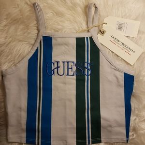 Guess Blue Green Stripe Crop Top New Style Sz S